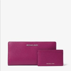 Michael Kors Lg Slim Wallet- Magenta